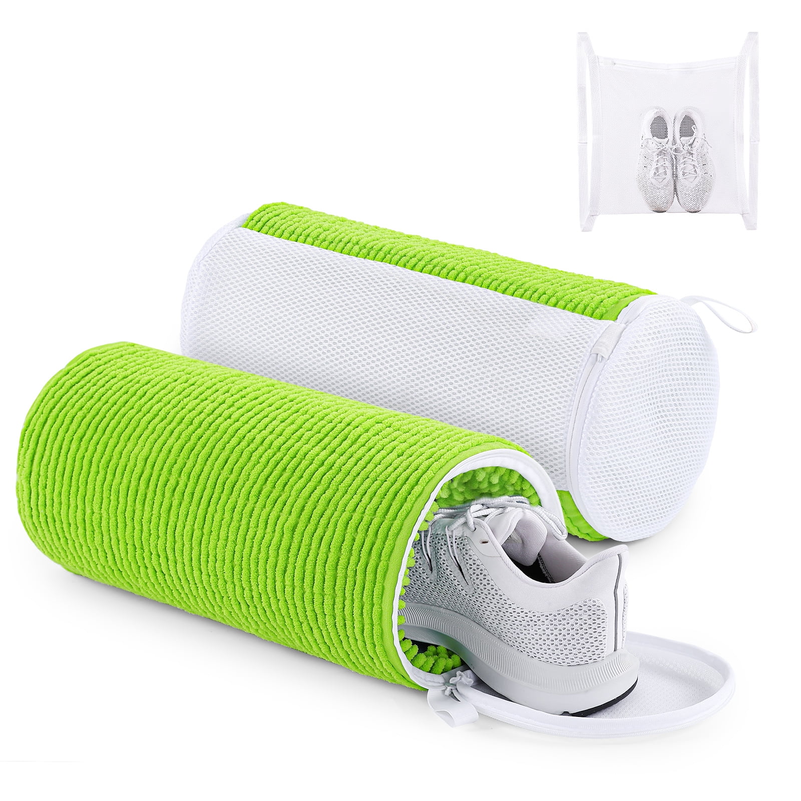 Avoalre Shoe Laundry Bag, Fluffy Fibers 360° Cleaning Shoe Washing Bag with Dry Net Bag, Top Hidden Zipper, Durable & Reusable for Sneakers