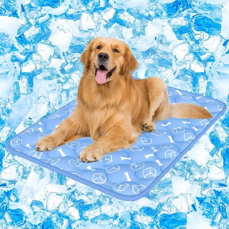 Upgrade Dog Cooling Mat, 32"x44" Thicken Extra Large Cooling Pad for Dog, Breathable Arc-Chill Cooling Fiber Color Changing Anti-slip & Waterproof Cooling Mat for Pet, Non-Toxic, Washable