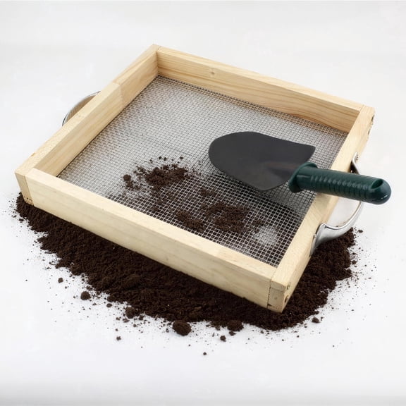 Ryxrhswzp Soil Sifter for Gardening Dirt Sifter with 0.12 inch Metal Wire Mesh Sifting Screen Wood Rocks Sifter with Handle Screen Compost Sifter Garden Essentials(12.5x11.4 in)