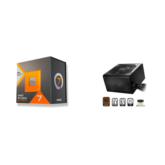 Ryzen 7 7700X3D Desktop Processor & ASRock PRO Series 850 W Power Supply Bundle