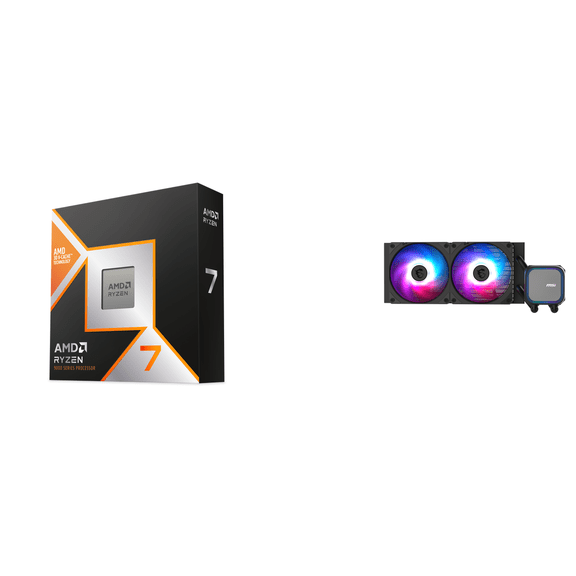 Ryzen 7 9850X3D Desktop Processor & MSI MAG Coreliquid A13 240 AIO ARGB CPU Liquid Cooler Bundle