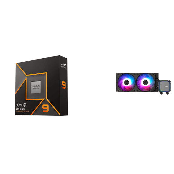 Ryzen 9 9950X 16-Core 32-Thread Desktop Processor & MSI MAG Coreliquid A13 240 AIO ARGB CPU 390mm Liquid Cooler Bundle