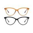 thumbnail image 1 of Rz by Rachel Zoe Womens Cateye Reading Glasses with Case, Black/Crystal Brown, Tabitha +2.00, 1 of 17
