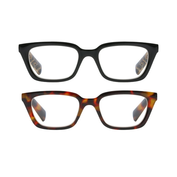 Rz by Rachel Zoe Womens Cateye Reading Glasses with Case, Black/Tortoise, Sabine +1.75