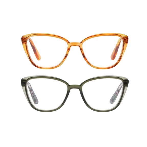 Rz by Rachel Zoe Womens Cateye Reading Glasses with Case, Crystal Olive/Light Tortoise, Imogen +1.50