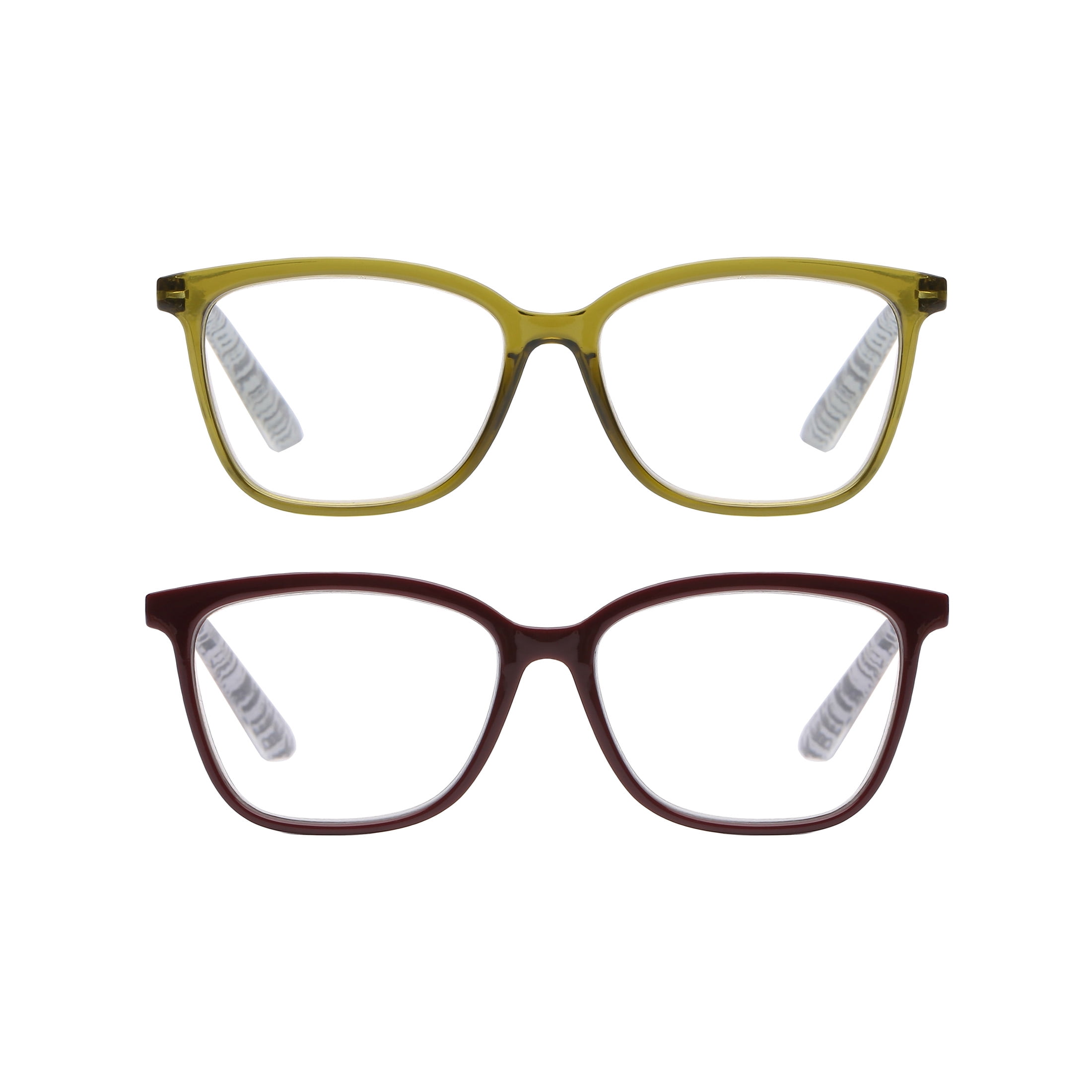 Rz by Rachel Zoe Womens Cateye Reading Glasses with Case, Green Crystal/Burgundy, Anais +1.75