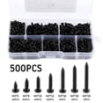 thumbnail image 1 of Rzvnmko 500 PCS M3 Black Self Drilling Screws, Round Head Self-tapping Screws for Soft Wood Metal, with Plastic Box, 1 of 11