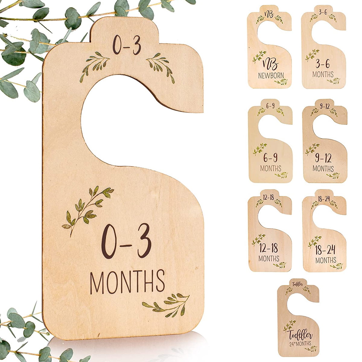 RZVNMKO 8Pcs Wooden Baby Closet Dividers Closet Organizers Cute Hanging