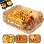 Rzvnmko 8.6" x 5.5" Air Fryer Disposable Paper Liner 100pcs Non-stick Square Parchment Paper Heat-resistant Roasting Pad Oil-proof and Water-proof Baking Liner Compatible with Ninja Dual Air Fryer