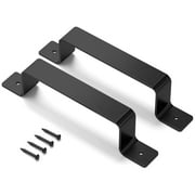 Rzvnmko Door Pull Handles,2Pcs Black Carbon Steel Metal Handle Gate Hardware Set s for Sliding Door Gate Cabinet Closet Drawer Screws Included