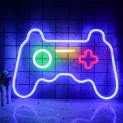 Rzvnmko Game Neon Sign Gamepad Shape LED Neon Signs for Wall Decor, Game Shaped Neon Lights for Bedroom Game Room Decor Teen Boys Gamer Party Gaming Wall Decoration Gift Wall Signs