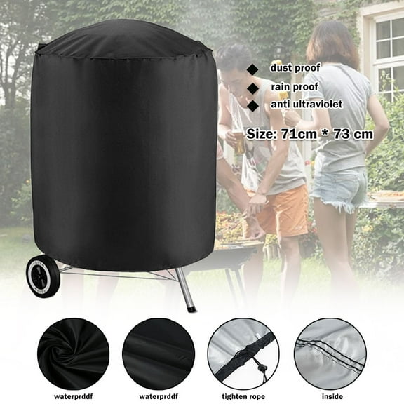 Rzvnmko Grill Cover, Outdoor Charcoal Kettle Grill Cover Waterproof Windproof Dustproof Anti UV Barbecue Protector