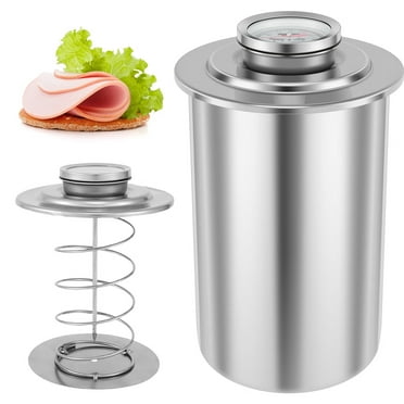 Rzvnmko Ham Maker Stainless Steel Meat Press Cooker Large Capacity Ham Press Maker Round Shape Deli Meat Press Mold for Healthy Homemade Ham with Thermometer for Meat Pork Poultry