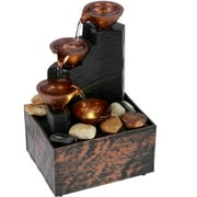 Rzvnmko Indoor Tabletop Water Fountain with Light & Pebble, Bronze