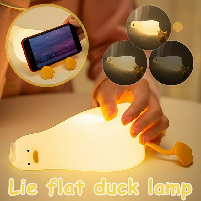 Rzvnmko Lying Flat Duck Night Light,LED Duck Lamp, Cute Light Up Duck