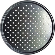 Rzvnmko Steel Pizza Pan with Holes 32CM Pizza Tray Baking Tray Non-stick Pizza Baking Pan Round Perforated Pizza Baking Pan for Home Restaurant Kitchen Oven Baking Black