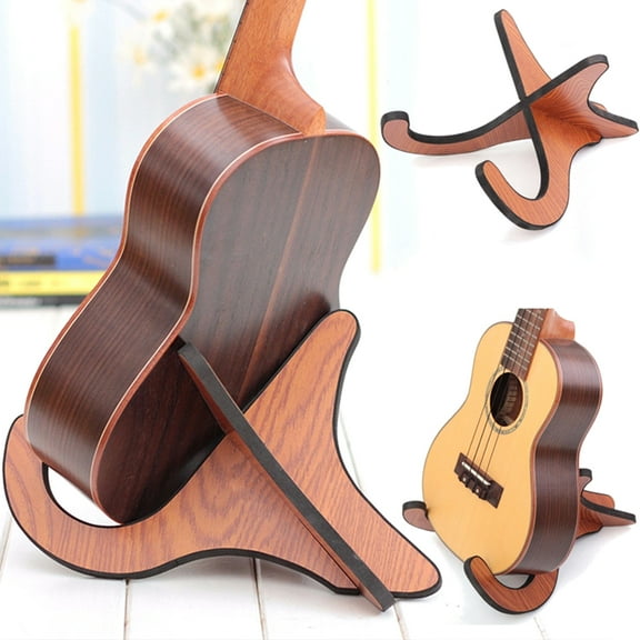 Rzvnmko Wooden Floor Guitar Stand Universal Guitar Stand Folding Guitar Stand Classical Acoustic Guitar Stand Shaped Bass with anti-collision EVA rubber on edges