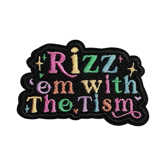 Rzz Em With The Tism Patch Funny Autism Awareness, Introversion Humor Iron On Sew On Embroidery Fabric Applique Patches For Trucker Hat Clothes Backpack Diy Accessories Friend Mom Gift