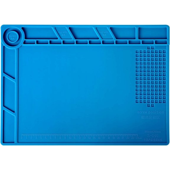 S-140 Magnetic Insulation Silicone Soldering Mat, Heat Resistant Work Mat 932F for Repair Electronics, Phone, Soldering Iron, Gun, BGA, Workbench, Size: 13.8 x 9.8 inch