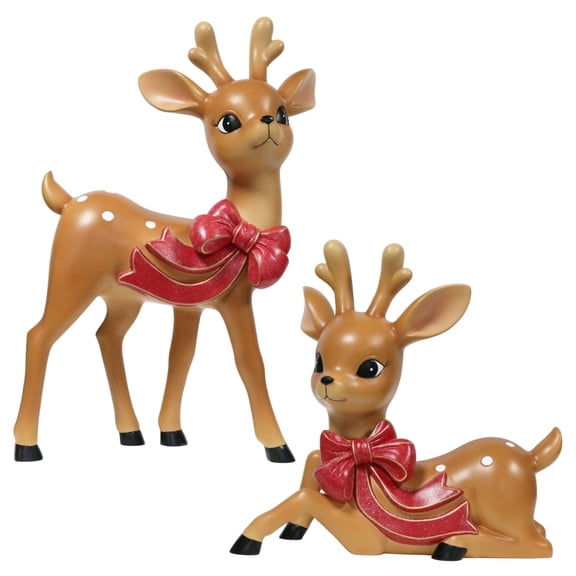 Blow Mold Vintage Deer Indoor/Outdoor Christmas Decoration, Multicolor, Set of 2, by Holiday Time