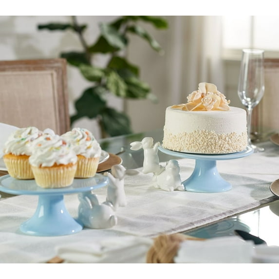 S/2 Ceramic Decorative Lifts with Bunnies by Valerie in Blue