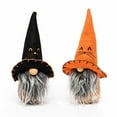 thumbnail image 1 of S/2 Halloween Gnomes W Cat Designs Shelf Sitters Figurine Hanging Ornament Tabletop Decor Room Indoor Plush Fabric Orange & Black 8" H, 1 of 7