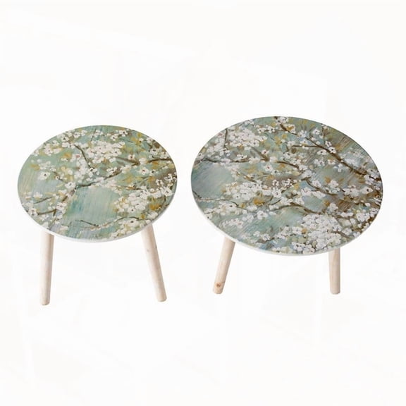 S/2 Side Tables for Big Visual Impact - Painted Cherry Blossom Tops