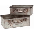 thumbnail image 1 of S/2 Vintage Metal Storage Trunks Galvanized Tin Suitcase Style Organizer Boxes with Handles Decorative Storage Containers for Home Office Shelf Display, 1 of 4
