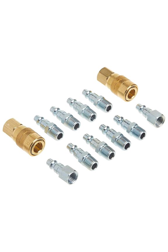 (S-210) 12-Piece M-Style 1/4" NPT Air Coupler and Plug Kit Max 300 PSI 40 SCFM