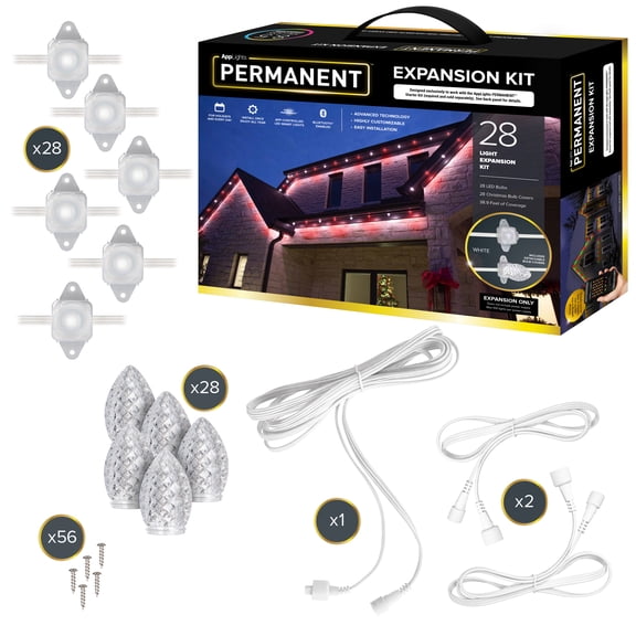 Christmas App Lights White Wire Permanent Expansion Kit String Lights for Holiday Lighting