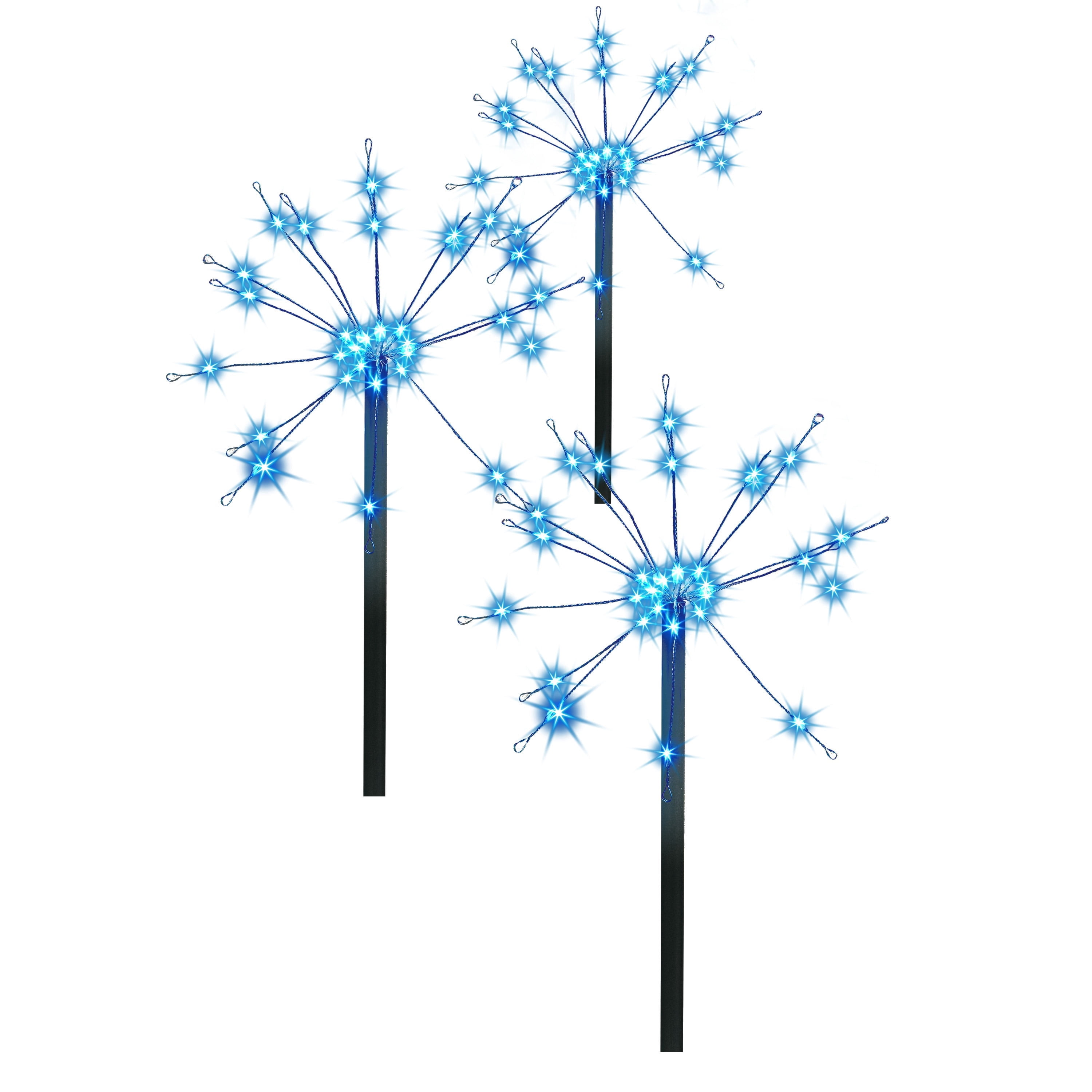 Outdoor Solar-Powered LED 8-Function Starburst Christmas Pathway Lights, Blue, Set of 3, by Holiday Time