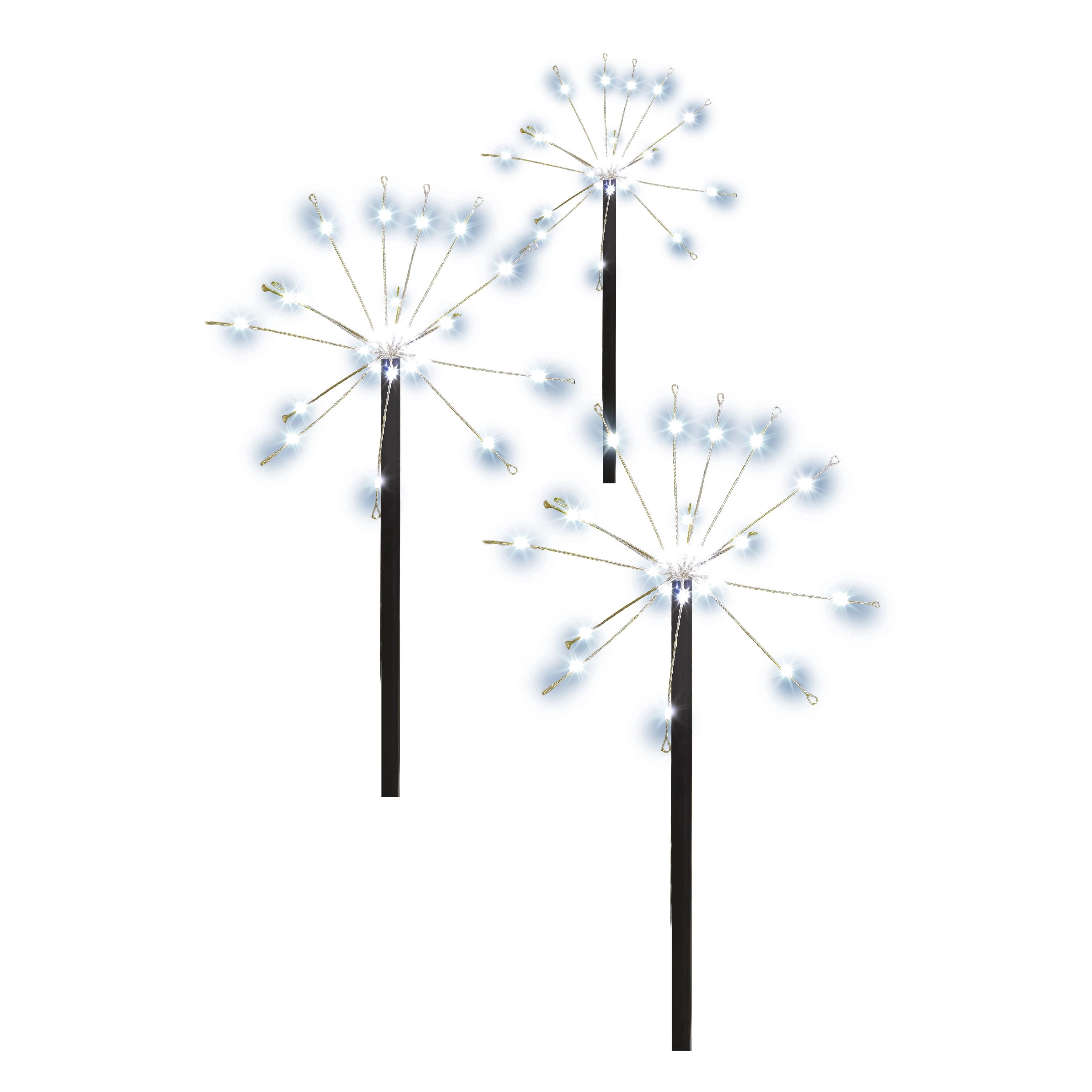 Outdoor Solar-Powered LED 8-Function Starburst Christmas Pathway Lights, Cool White, Set of 3, by Holiday Time