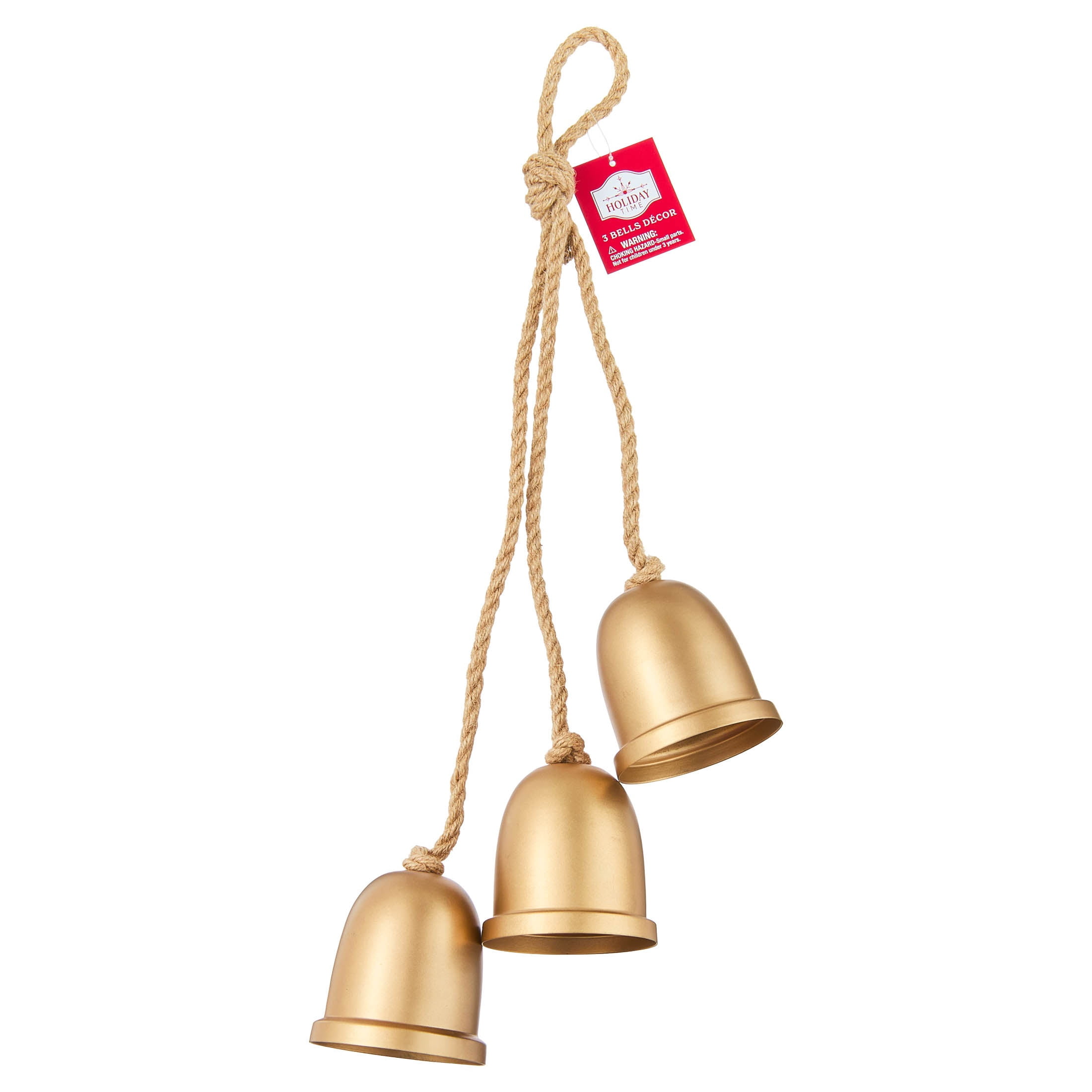 Metal Trio Bells Hanging Christmas Decoration, Gold, 22", by Holiday Time