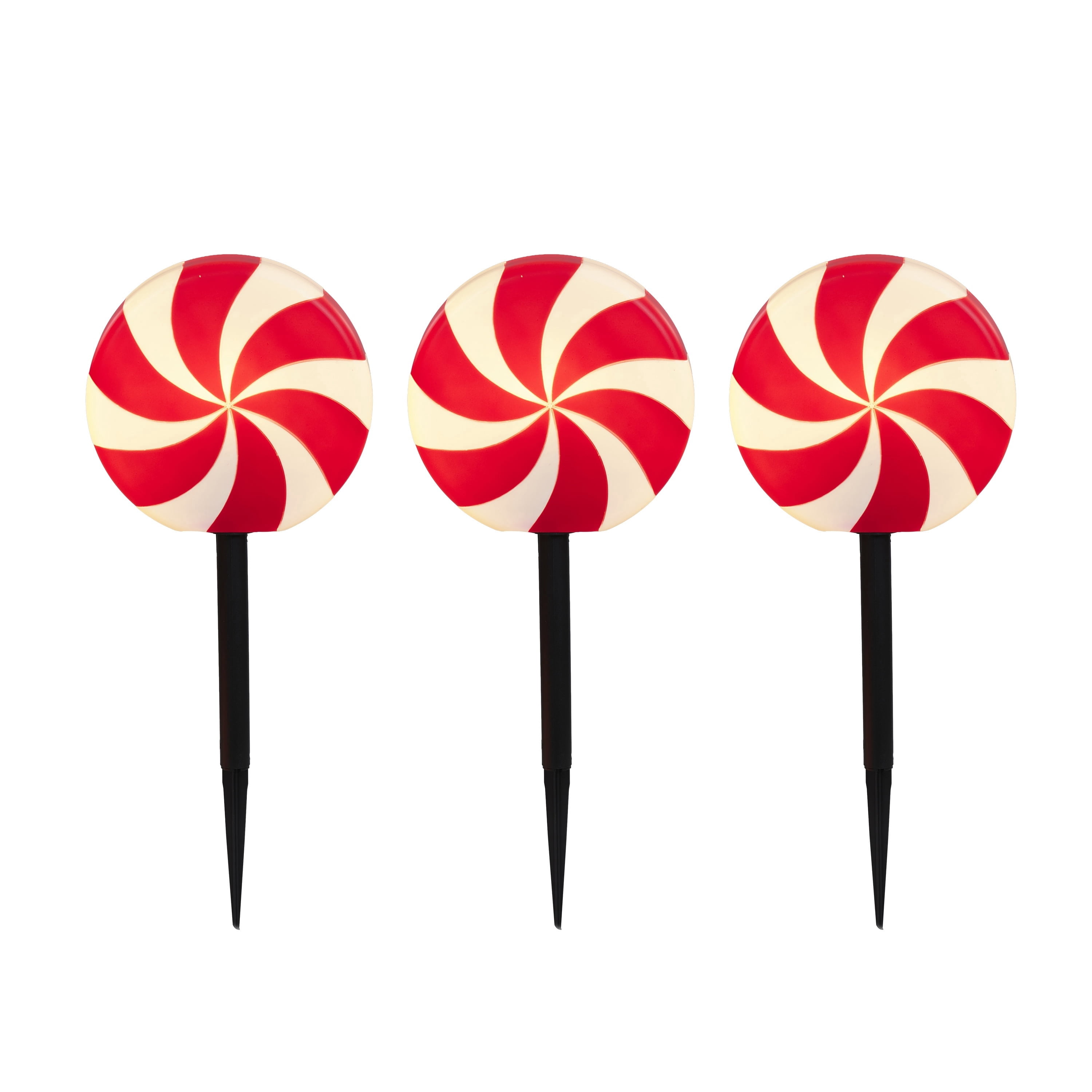 Indoor/Outdoor LED Christmas Candy Pathway Lights, Warm White, Set of 3, by Holiday Time