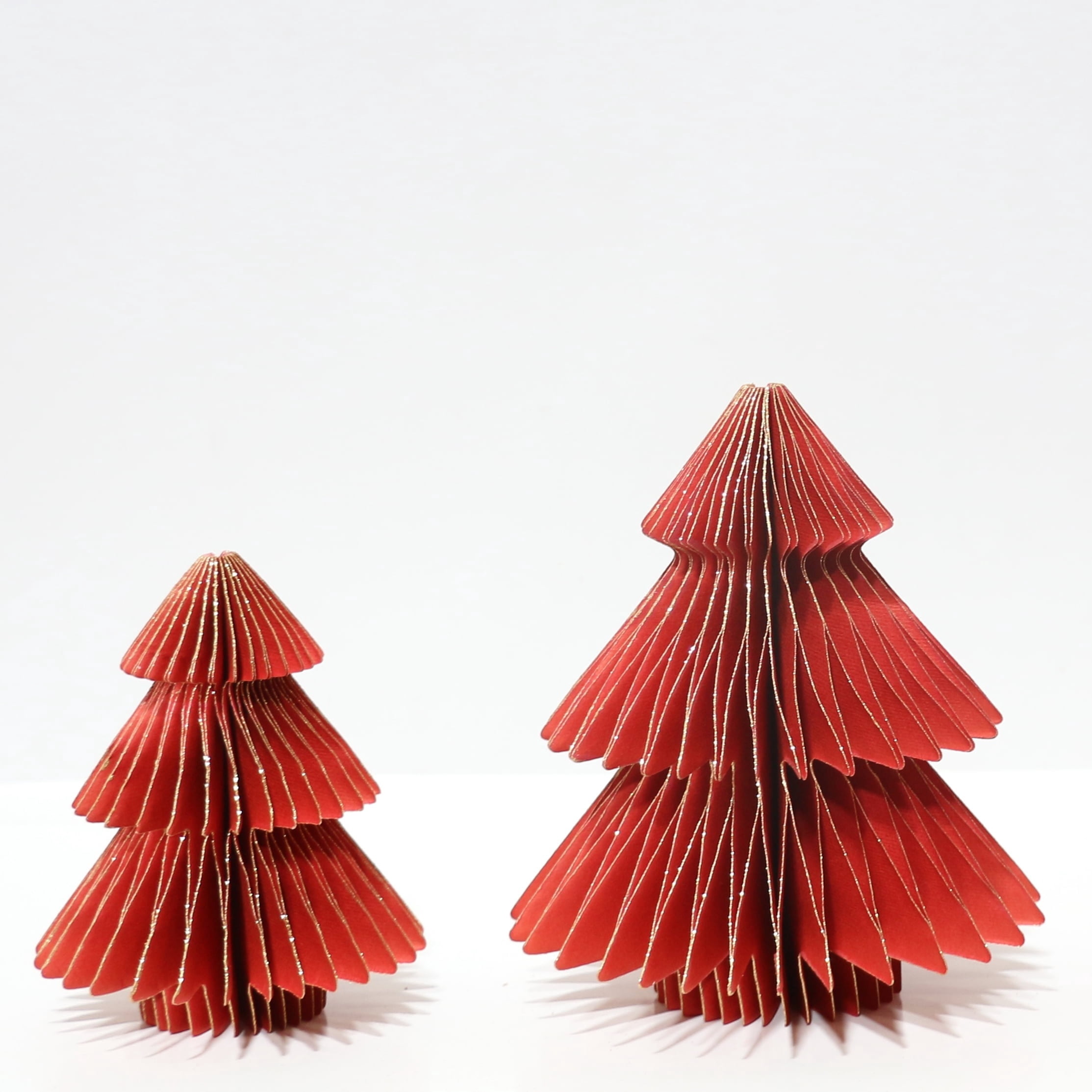 Paper Honeycomb Trees Christmas Decoration, Red, 3 Pieces, by Holiday Time