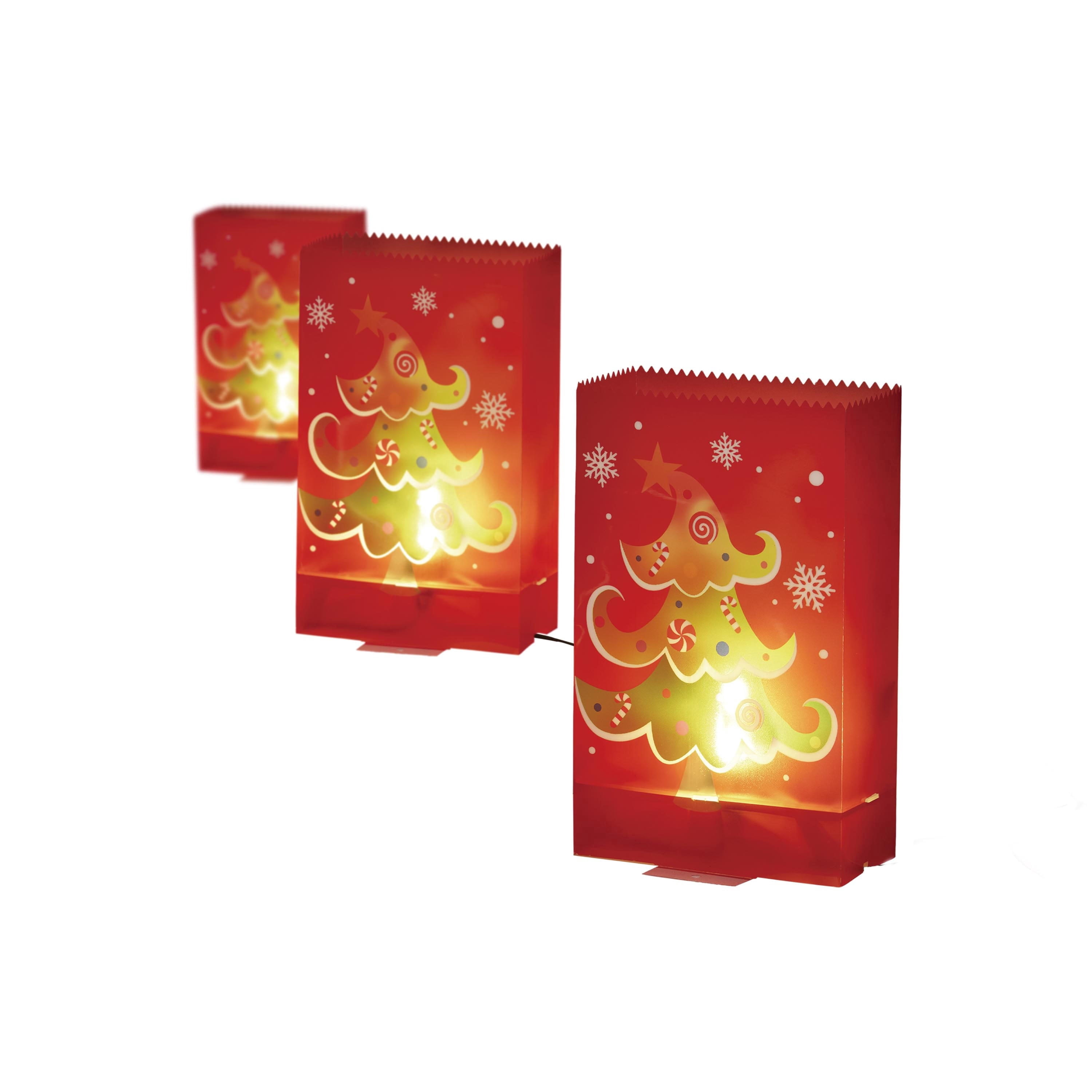 Indoor/Outdoor Tree Flickering Luminary Christmas Pathway Lights, Red, Set of 3, by Holiday Time