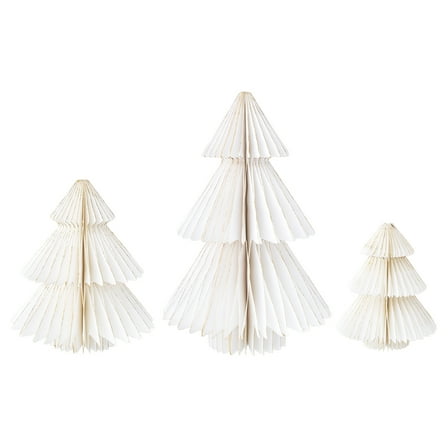 Paper Christmas Tree Tabletop Decorations, White, 3 Count, by Holiday Time