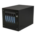 thumbnail image 1 of S-35-B5BL Black Aluminum / Steel Tower Compact Stylish 5 x 3.5" Hotswap mini-ITX Tower - Blue HDD Handle, 1 of 4