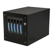 S-35-B5BL Black Aluminum / Steel Tower Compact Stylish 5 x 3.5" Hotswap mini-ITX Tower - Blue HDD Handle