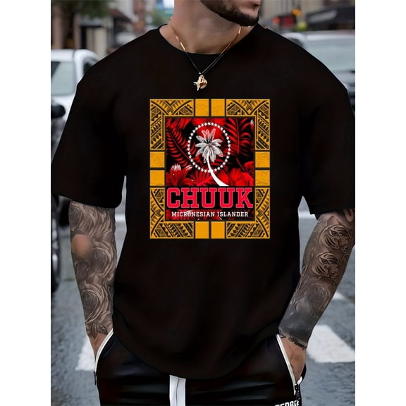 S-3XL Graphic Tees for Men Premium Short Sleeve Colorful T-Shirts Boys Printed Design Summer Tops Black B M