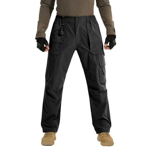 S-4X Big & Tall Cargo Pants for Men with Multi-Pockets Plus Size Work Trousers Relaxed Solid Straight Leg Waterproof Quick-Dry Hiking Pant