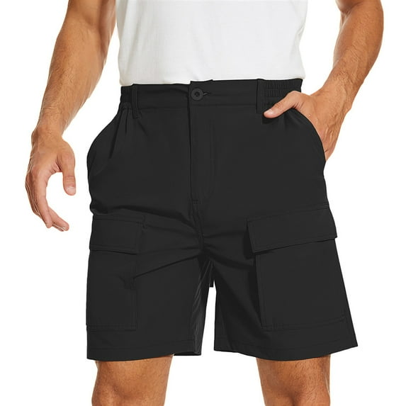 S-4X Big & Tall Cargo Shorts for Men with Pockets Plus Size Casual Elastic Waist Straight Leg Solid Color Athletic Workout Golf Short