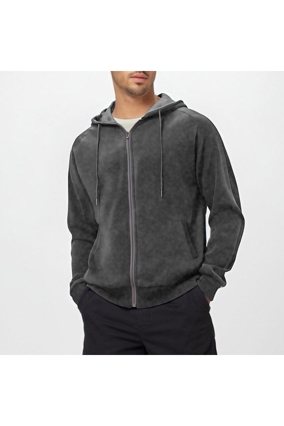 S-4X Big & Tall Hoodies for Men Plus Size Zip Up Fleece Lined Sweatshirts with Pockets Long Sleeve Solid Thermal Warm Workout Outerwear Jackets & Coats