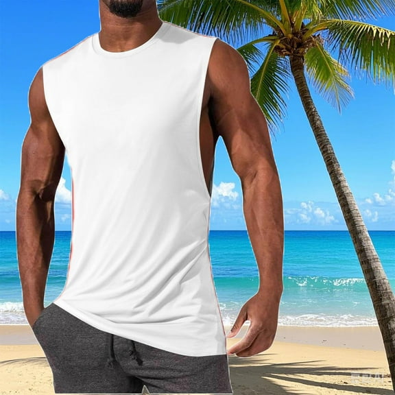 S-4X Big & Tall Mens Cotton Tank Tops Plus Size Sleeveless Muscle T Shirts Casual Breathable Solid Pullover Crewneck Gym Workout Undershirts