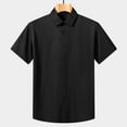 thumbnail image 1 of S-4X Big & Tall Shirts for Men Plus Size Short Sleeve Button-Down Collared Tshirts Shirt Mens Casual Solid Color Slim Lapel Going-Out Work Tees Tops, 1 of 3