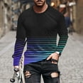thumbnail image 1 of S-4X Big & Tall T Shirts for Men Plus Size Long Sleeve Crewneck T-Shirts Mens Casual Stripe Printed Pullover Slim-Fit Basic Athletic Workout Tees Tops, 1 of 5