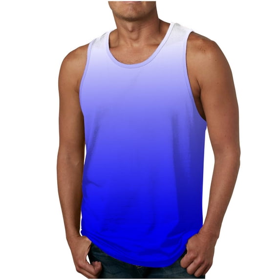 S-4X Big & Tall Tank Tops for Men Plus Size Sleeveless Crewneck Undershirts Shirts Mens Casual Gradient Printed Pullover Athletic Workout Vests