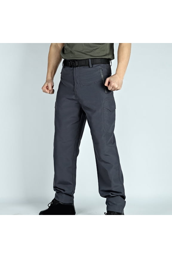 S-4X Big & Tall Work Pants for Men with Zipper Pockets Plus Size Stretchy Slim-Fit Straight Leg Solid Elastic Waist Waterproof Tactical-Pant