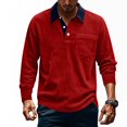 thumbnail image 1 of S-4X Plus Size Corduroy-Sweatshirts for Men with Pocket Big & Tall Golf Shirts Long Sleeve Pullover Button Collared Vintage Work Sweatshirt Tops, 1 of 8
