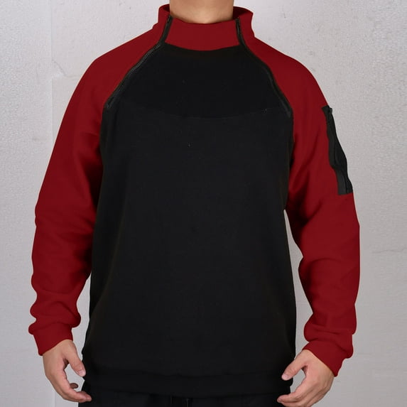 S-4X Plus Size Fleece Sweatshirts for Men with Zipper Mock Neck Shirts Big & Tall Pullover Slim-Fit Color-Block Warm Hiking Cargo Sweatshirt Tops